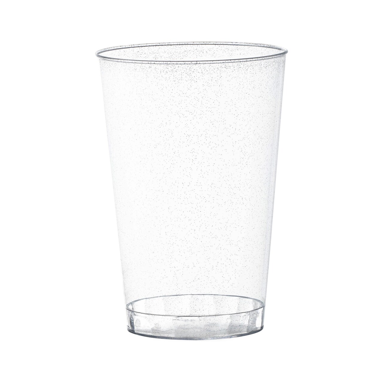 Clear with Silver Glitter Round Disposable Plastic Tumblers - 12 oz. (240 Cups)
